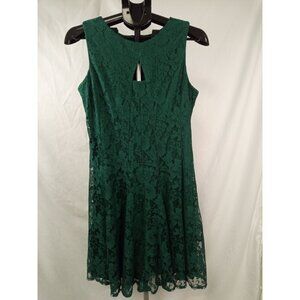 Danny and Nicole Women's Green Lace Overlay Sleeveless Dress w/Keyhole Size 12